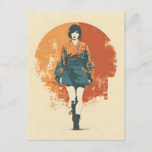 Postal Mujer kimono vintage