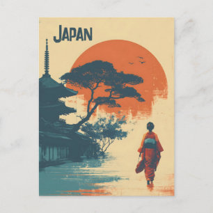 Postal Mujer kimono vintage