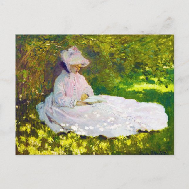 Postal Mujer leyendo a Claude Monet (Anverso)