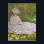 Postal Mujer leyendo el Monet de Springtime<br><div class="desc">Springtime 1872,  Museo de Arte Walters</div>