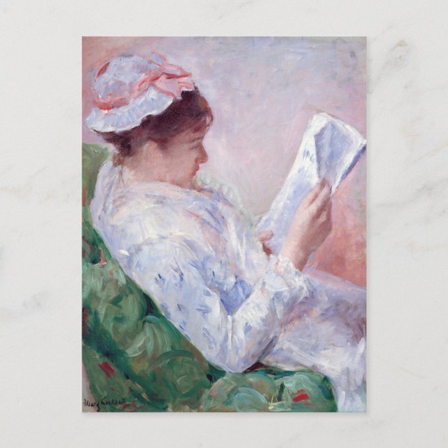Postal Mujer leyendo, Mary Cassatt (Anverso)