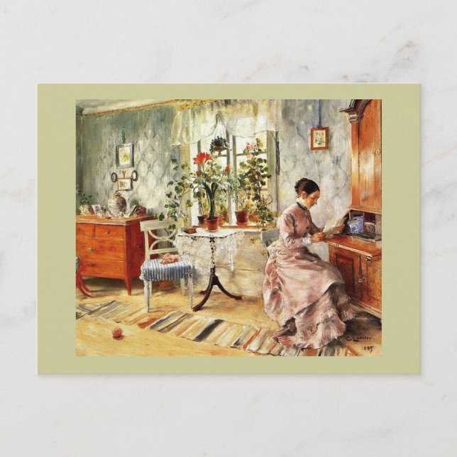 Postal Mujer leyendo una carta (Anverso)