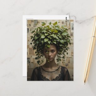 Postal Mujer Maceta Surrealista