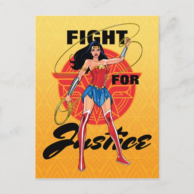 Postal Mujer Maravilla Con Lasso - Lucha Por La Justicia (Anverso)