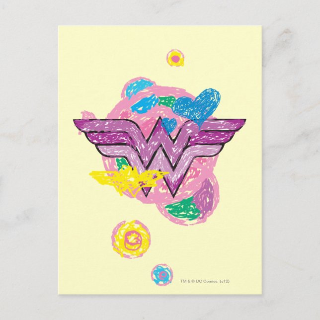 Postal Mujer Maravilla Garabatos (Anverso)