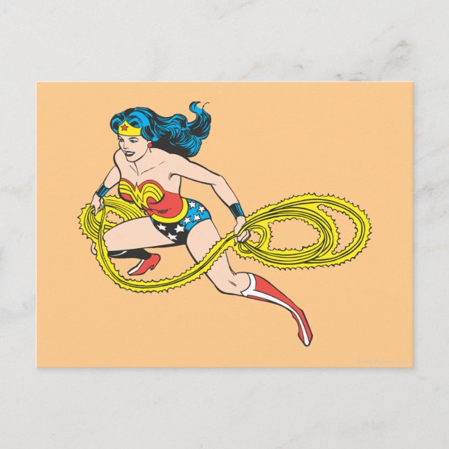 Postal Mujer Maravilla girando a la izquierda de Lasso (Anverso)