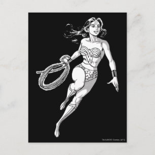 Postal Mujer Maravilla Lasso Blanco y Negro