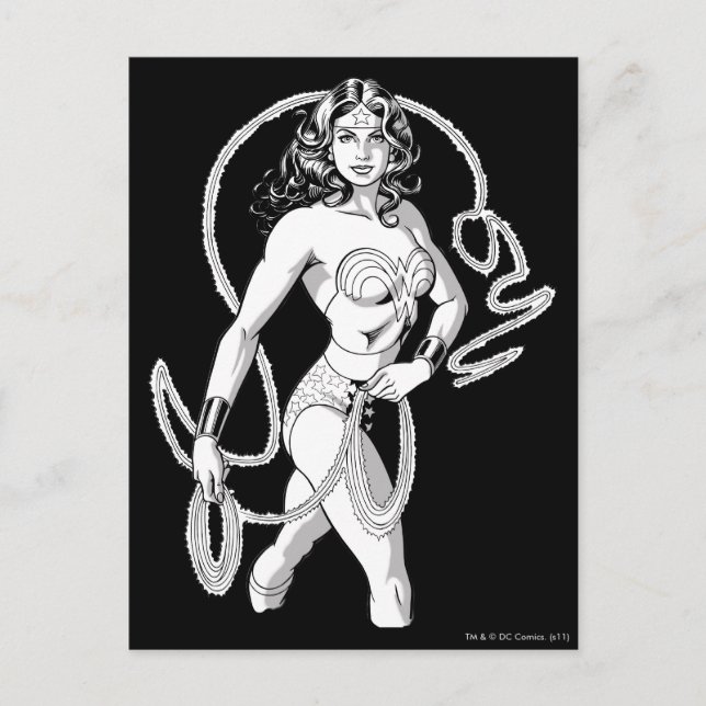 Postal Mujer Maravilla Luchadora Blanca y Negra (Anverso)