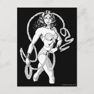 Postal Mujer Maravilla Luchadora Blanca y Negra