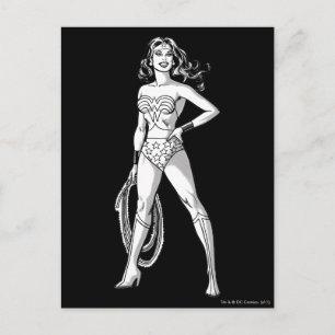 Postal Mujer Maravilla Pose Blanco y Negro