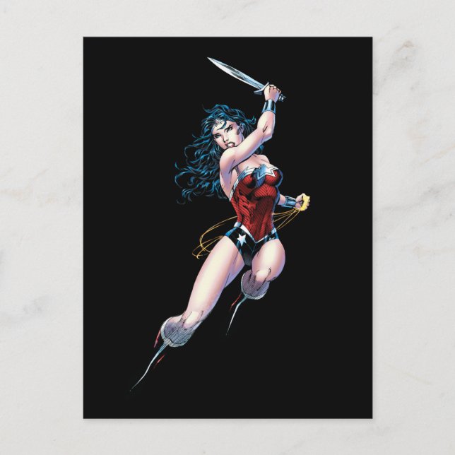 Postal Mujer Maravilla que balancea la espada (Anverso)