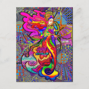 Postal Mujer mariposa asiática