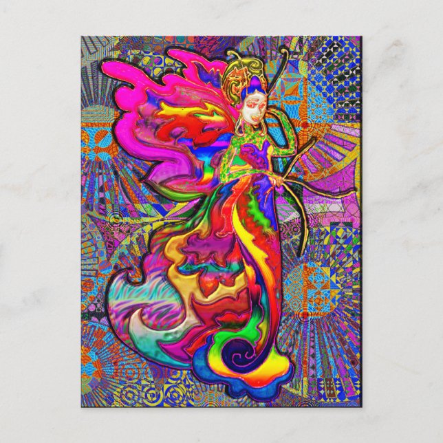 Postal Mujer mariposa asiática (Anverso)