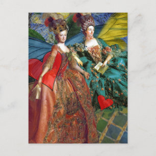 Postal Mujer Mariposa Caprichosa Géminis Gótica Clásica