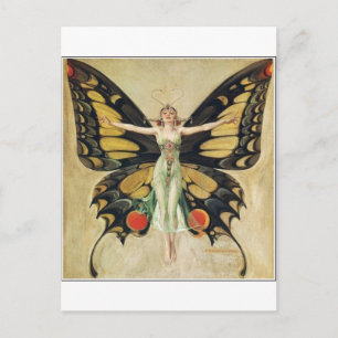 Postal Mujer mariposa Leyendecker