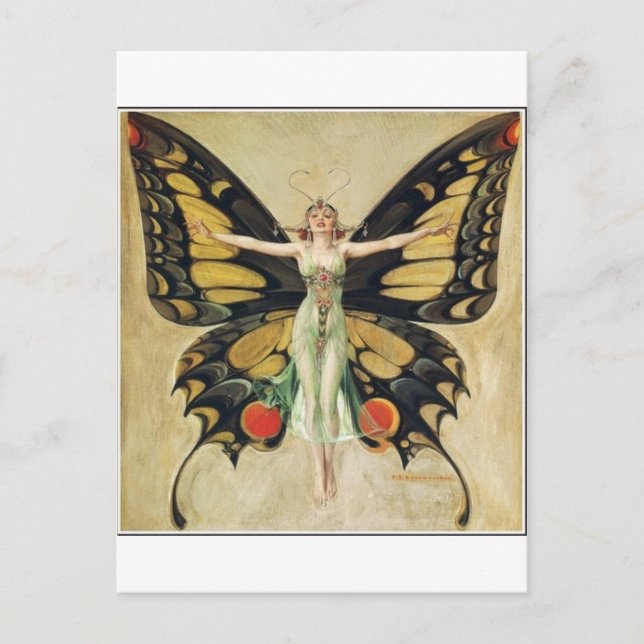 Postal Mujer mariposa Leyendecker (Anverso)