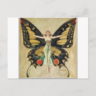 Postal Mujer mariposa Leyendecker