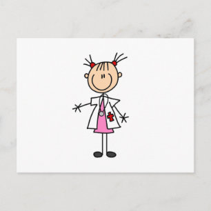 Postal Mujer Médico Figura de Palitos