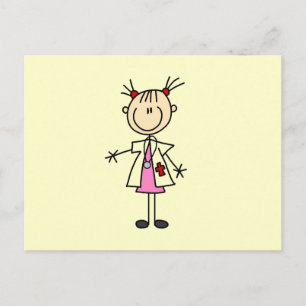 Postal Mujer Médico Figura de Palitos