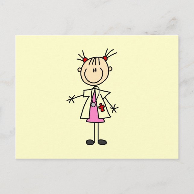 Postal Mujer Médico Figura de Palitos (Anverso)