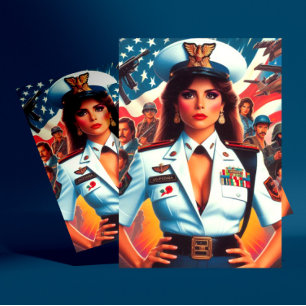 Postal Mujer militar retro