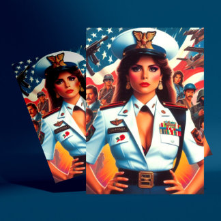 Postal Mujer militar retro