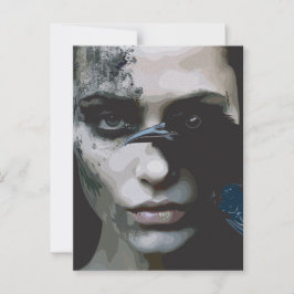 Postal Mujer misteriosa con Raven