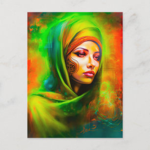 Postal Mujer mística en colores neones