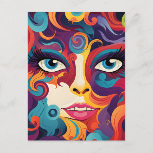 Postal Mujer moderna torbellino vibrante de emociones