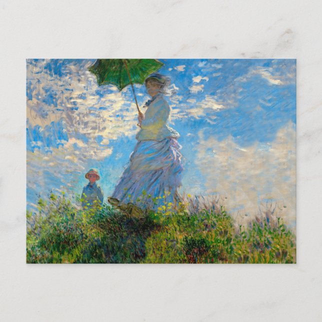 Postal Mujer Monet Paraguas Impresionismo (Anverso)