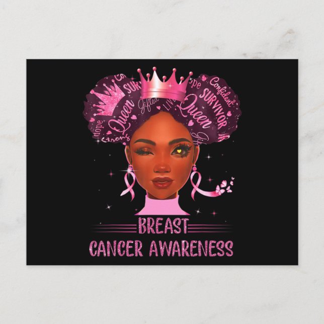 Postal Mujer Negra En Octubre Usamos Cáncer De Mama Rosa (Anverso)