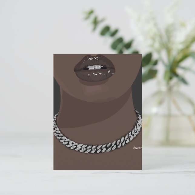 Postal Mujer negra Estética con plata (joyería) Grillz (Anverso de pie)