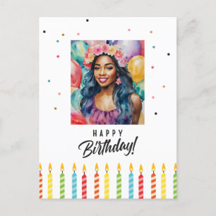 Postal Mujer negra feliz cumpleaños Multicolor