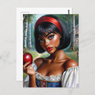Postal Mujer negra hermosa con arte Apple