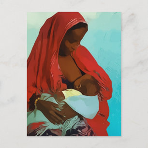 Postal mujer negra lactante