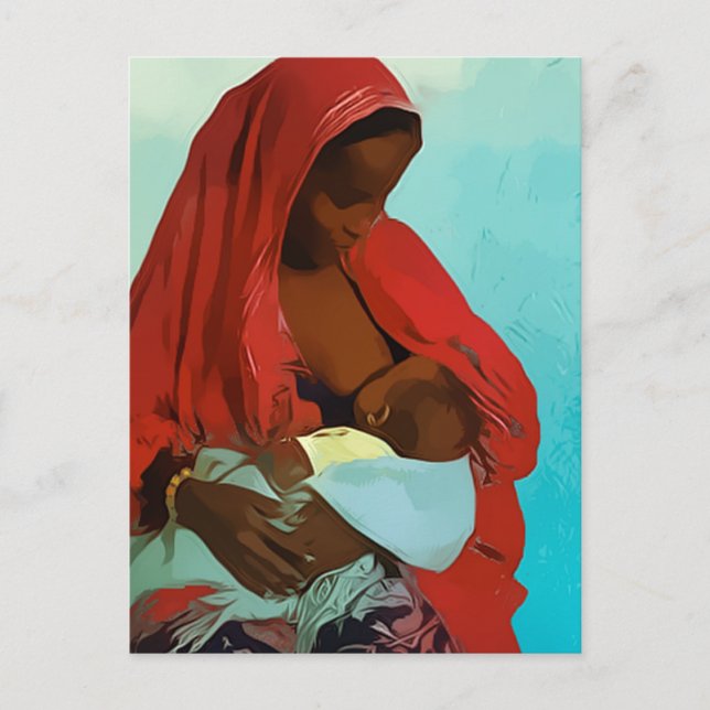 Postal mujer negra lactante (Anverso)