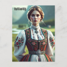 Mujer noruega en traje tradicional de Bunad