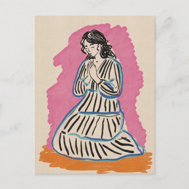 Postal Mujer Orando (Anverso)