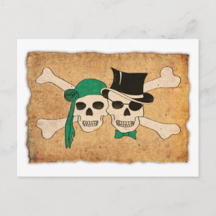 Postal mujer pirata y hombre