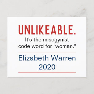 Postal Mujer poco simpática Pro-Elizabeth Warren 2020