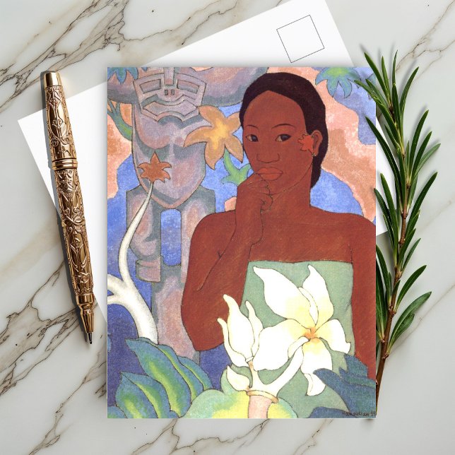 Postal Mujer polinesia y tiki (Subido por el creador)