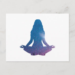 Postal Mujer practicando yoga - Elige color de fondo