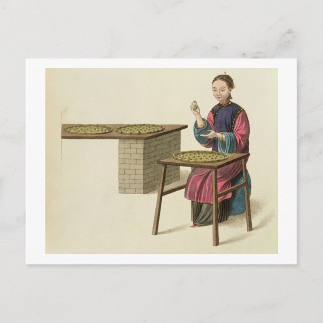 Postal Mujer preparando té, plato 21 de 'El disfraz' (Anverso)