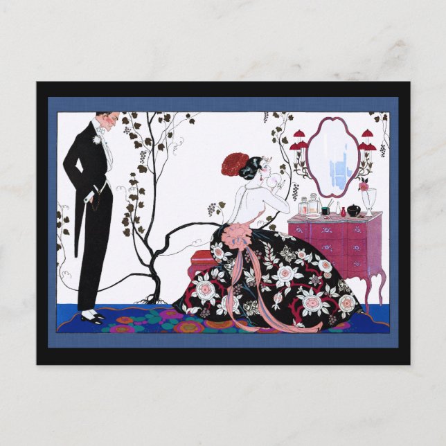 Postal Mujer que consigue lista para un fiesta (Anverso)