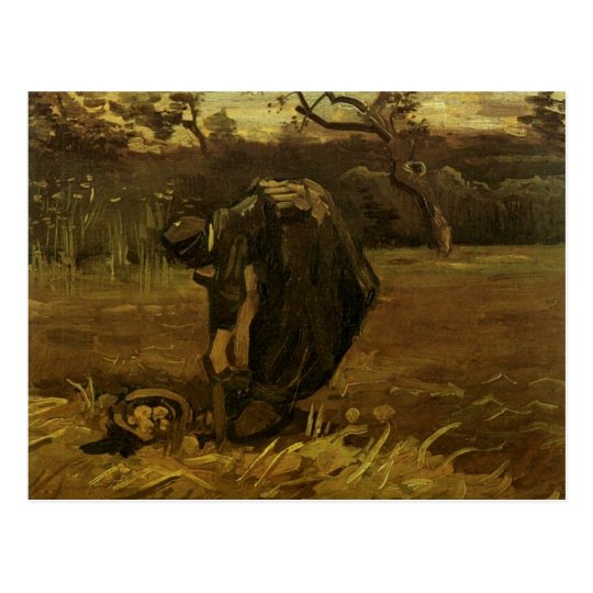 Postal Mujer que desentierra la bella arte de Van Gogh de