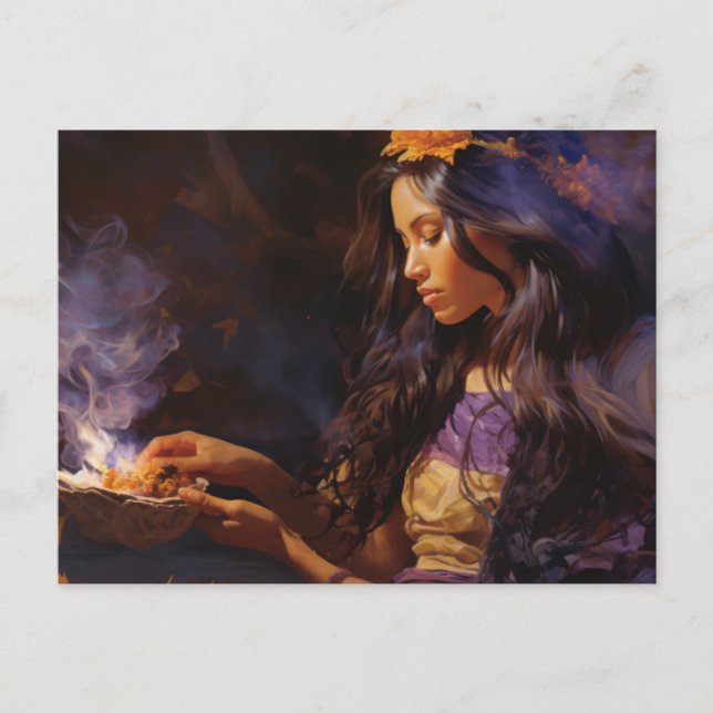 Postal Mujer Quema Salvia y Medita (Anverso)