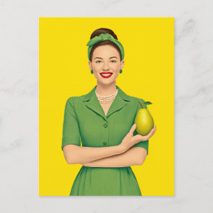 Postal Mujer retro con piedad