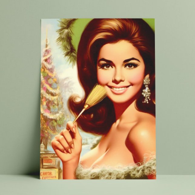 Postal Mujer Retro de Navidad Hermosa (Subido por el creador)
