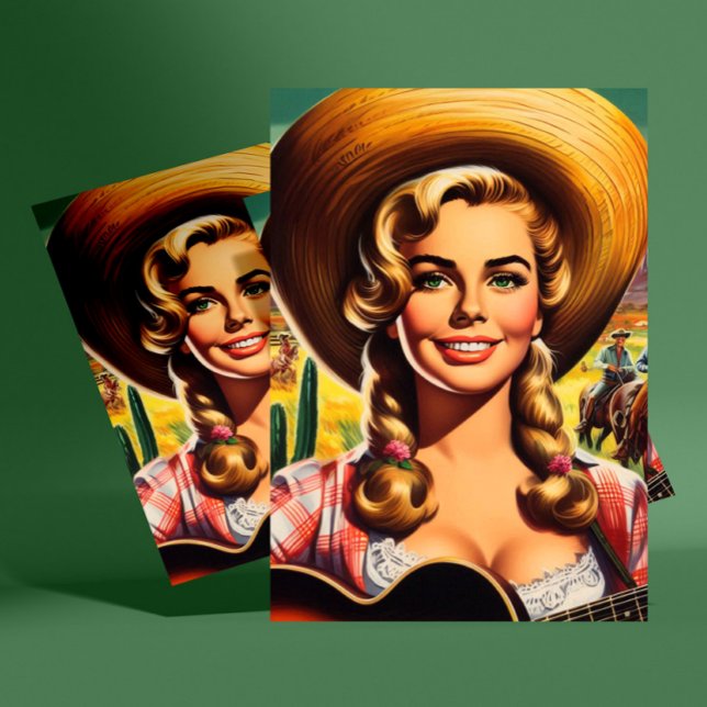 Postal Mujer Retro Encantadora de la Granja (Subido por el creador)