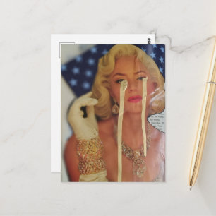 Postal Mujer Retro Llora Lágrimas de Oro Collage